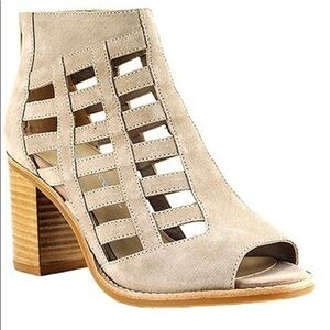 New In Box-Sbicca Beige Suede Cut-Out Bootie